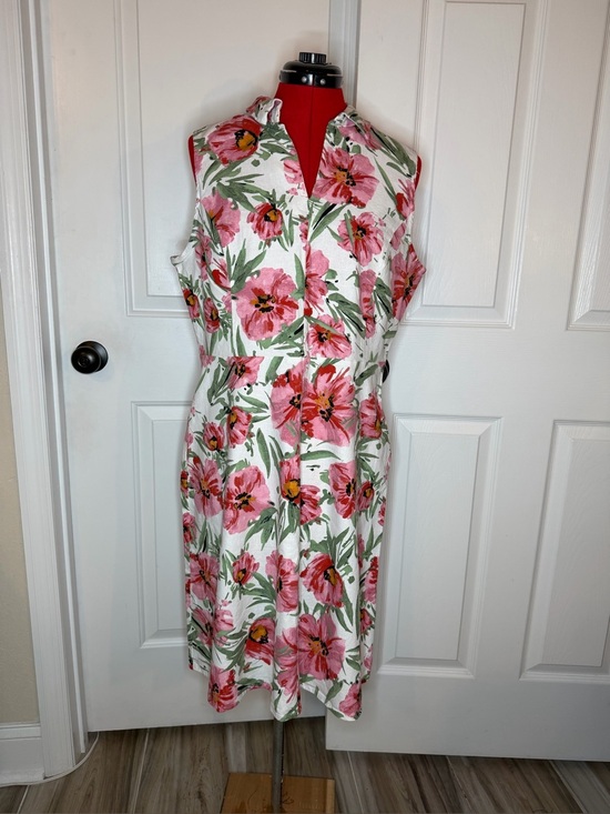 T Tahari Dresses & Skirts - T Tahari Floral Sleeveless Linen Blend Dress Women size 14